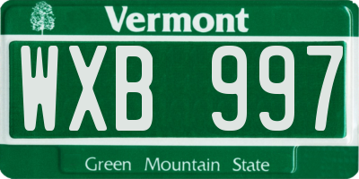 VT license plate WXB997