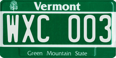 VT license plate WXC003