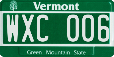 VT license plate WXC006