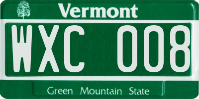VT license plate WXC008