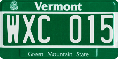 VT license plate WXC015