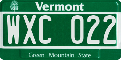 VT license plate WXC022
