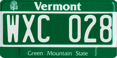 VT license plate WXC028