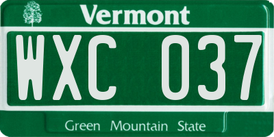 VT license plate WXC037