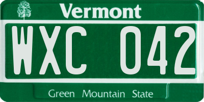 VT license plate WXC042