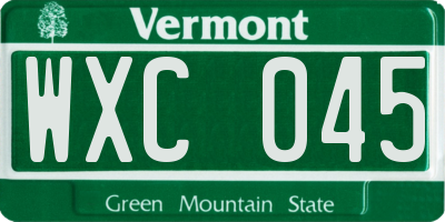 VT license plate WXC045