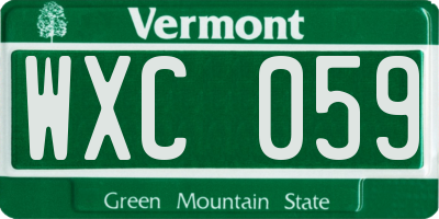VT license plate WXC059