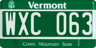 VT license plate WXC063