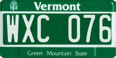 VT license plate WXC076