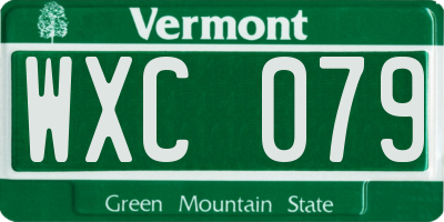 VT license plate WXC079