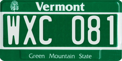 VT license plate WXC081