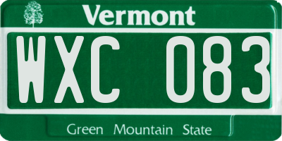 VT license plate WXC083
