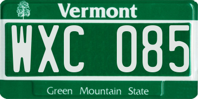 VT license plate WXC085