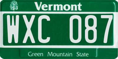VT license plate WXC087