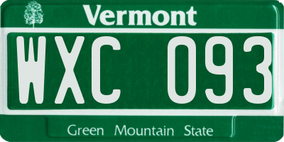 VT license plate WXC093