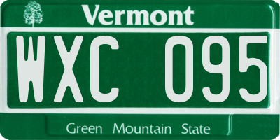 VT license plate WXC095