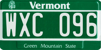 VT license plate WXC096