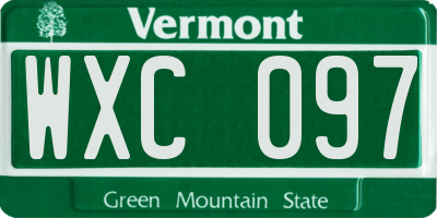 VT license plate WXC097