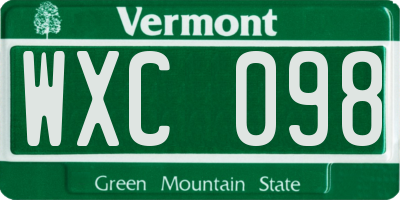 VT license plate WXC098