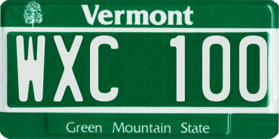 VT license plate WXC100