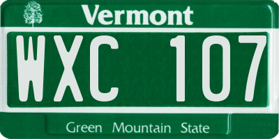VT license plate WXC107