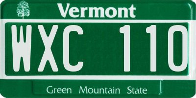 VT license plate WXC110