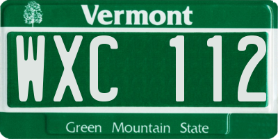 VT license plate WXC112