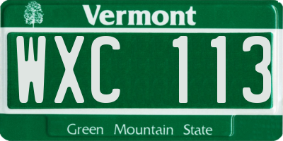 VT license plate WXC113