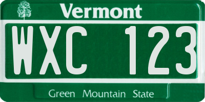 VT license plate WXC123