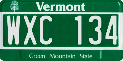 VT license plate WXC134