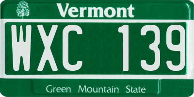 VT license plate WXC139