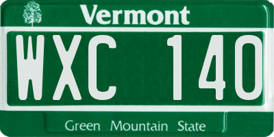VT license plate WXC140