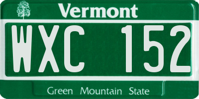 VT license plate WXC152