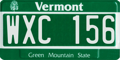 VT license plate WXC156