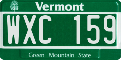 VT license plate WXC159