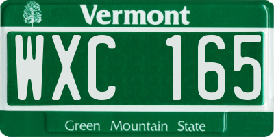 VT license plate WXC165