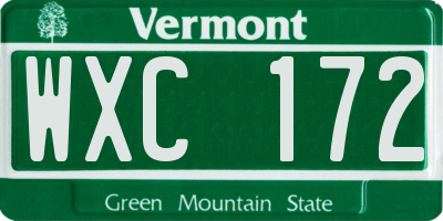 VT license plate WXC172