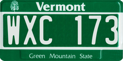VT license plate WXC173