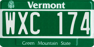 VT license plate WXC174
