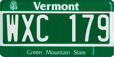 VT license plate WXC179