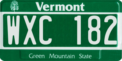 VT license plate WXC182
