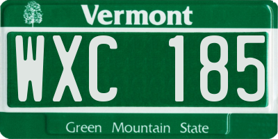 VT license plate WXC185