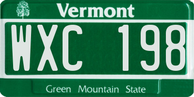 VT license plate WXC198