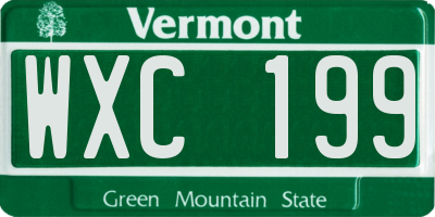 VT license plate WXC199