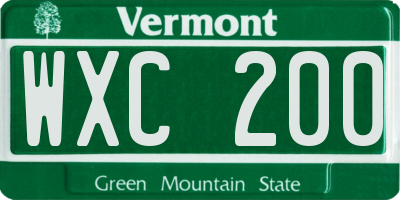 VT license plate WXC200