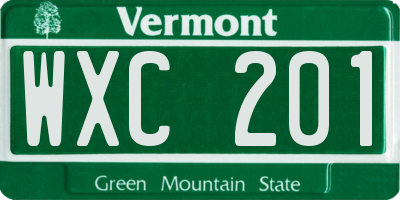 VT license plate WXC201