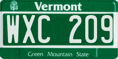 VT license plate WXC209