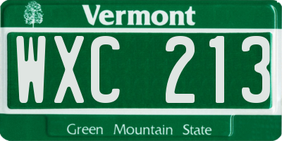 VT license plate WXC213
