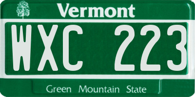 VT license plate WXC223