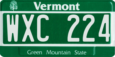 VT license plate WXC224